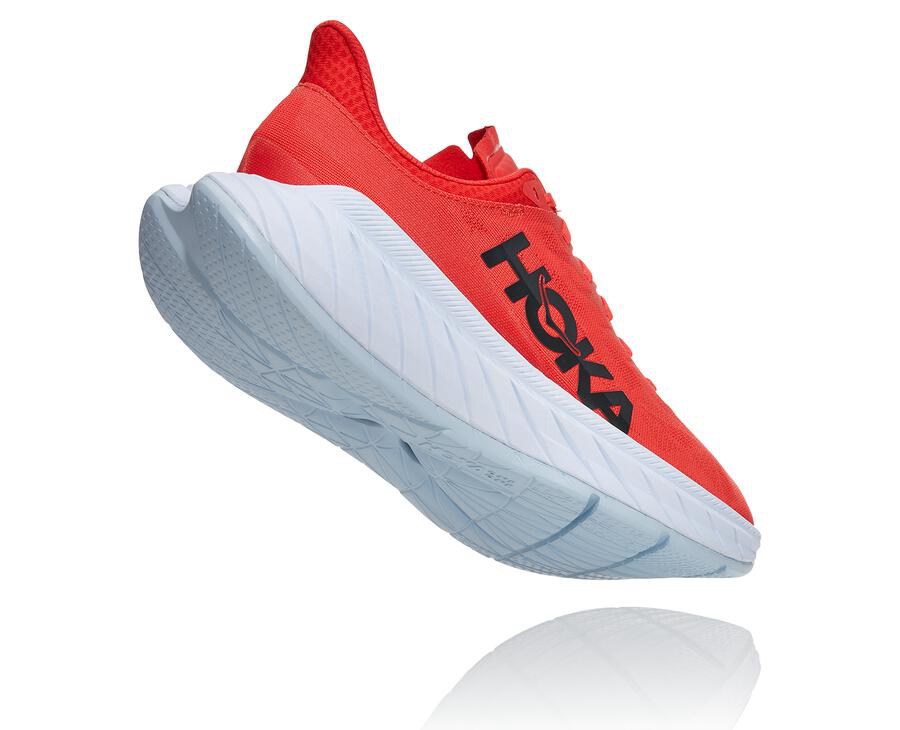 Hoka Australia One One Carbon X 2 - Mens Running Shoes Red/White - ZBVEL-5207